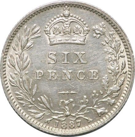 Victoria Jubilee Head Sixpence 1887-1893 In EF Condition