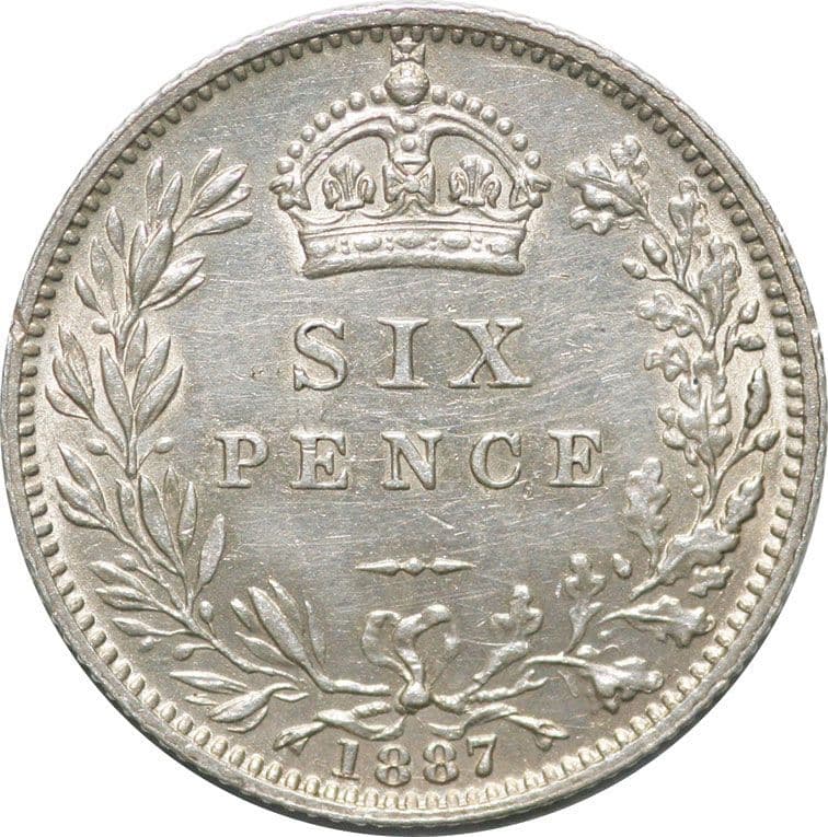 Victoria Jubilee Head Sixpence 1887-1893 In EF Condition