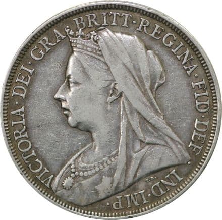 Victoria Old Head Silver Crown - Fine Condition