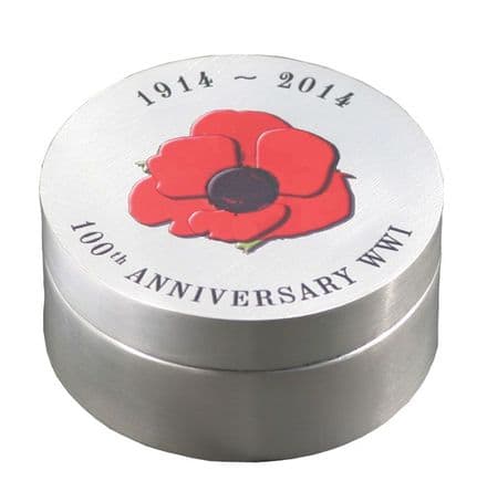 W.W.I 100th Anniversary Sterling Silver Poppy Box
