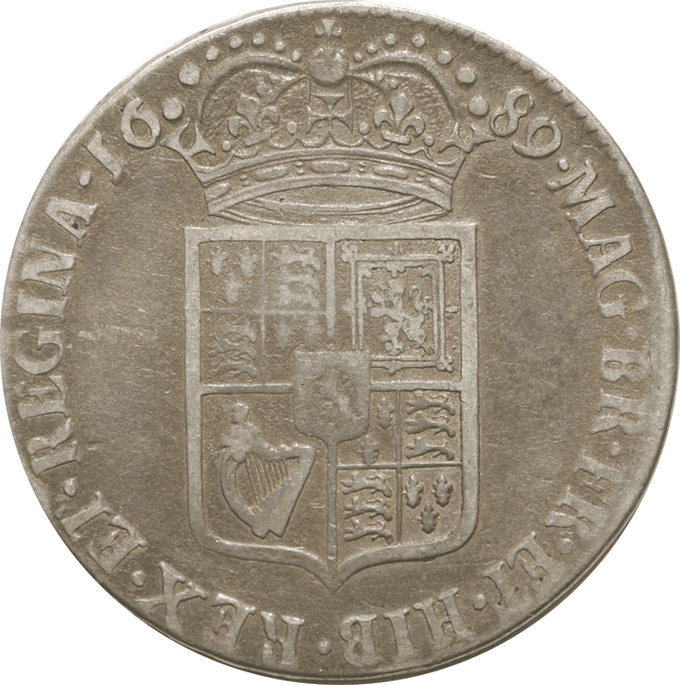 William & Mary Silver Halfcrown 1689-1694-Shield Reverse