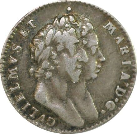 William & Mary Silver Threepence 1689 -1694