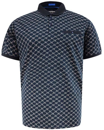 D555 ALL OVER PRINT POLO SHIRT WITH JACQUARD COLLAR AND CUFFS