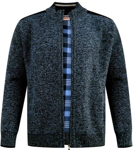 D555 FULL ZIP FRONT JUMPPER WITH FLEECE LINING - BLUE MARL