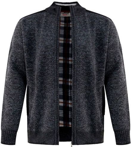 D555 FULL ZIP FRONT JUMPPER WITH FLEECE LINING - CHARCOAL MARL