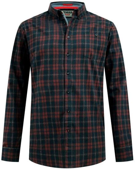 D555 LONG SLEEVED CHECK SHIRT - BURGUNDY/BLACK