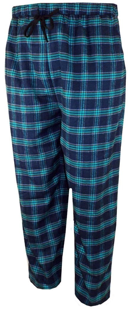 ESPIONAGE BRUSHED COTTON PYJAMA BOTTOMS - BLUE/GREEN