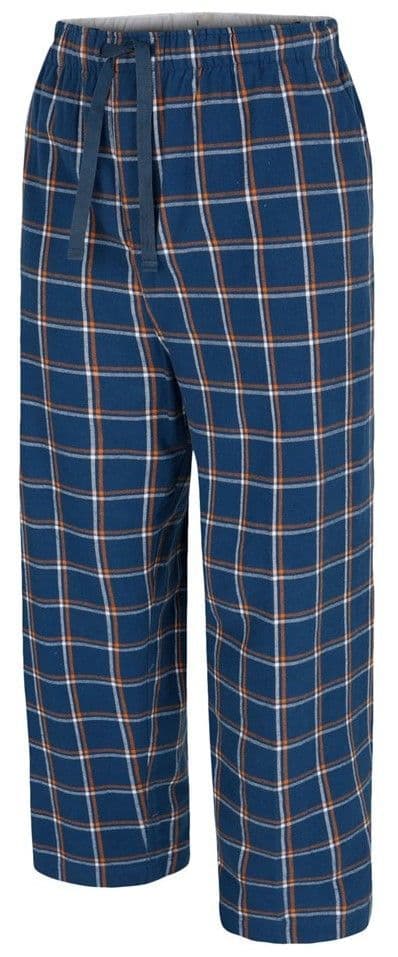 ESPIONAGE BRUSHED COTTON PYJAMA BOTTOMS - NAVY/ORANGE