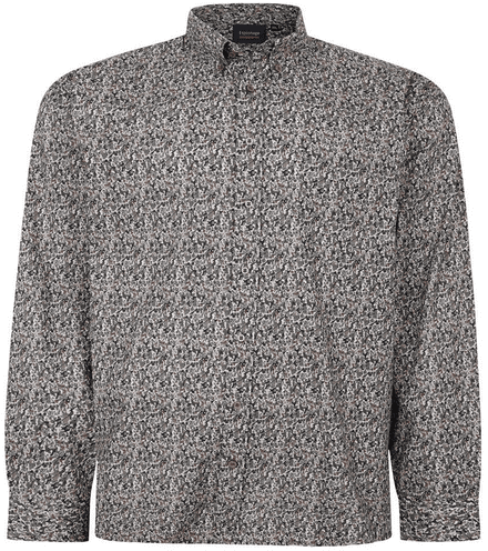 ESPIONAGE LONG SLEEVED STRETCH FABRIC FLORAL PRINT SHIRT- OLIVE