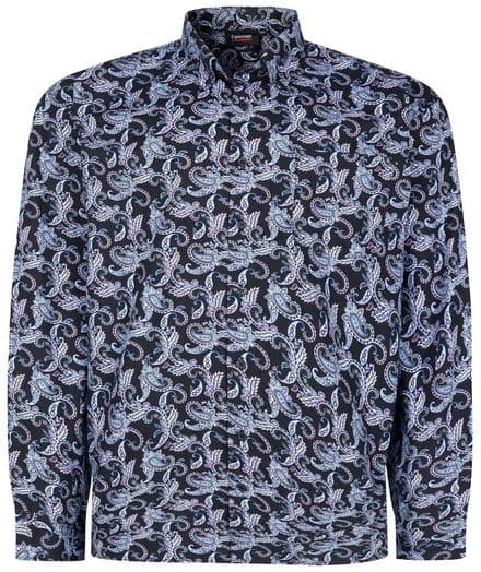 ESPIONAGE LONG SLEEVED STRETCH FABRIC PAISLEY PRINT SHIRT