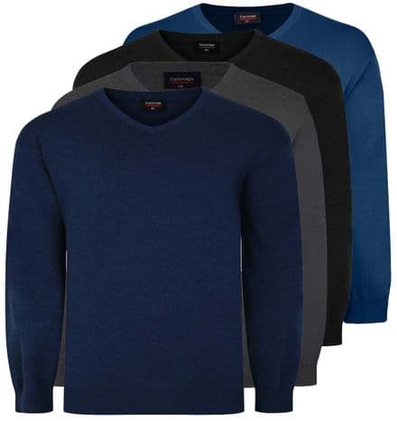 ESPIONAGE V Neck Fine Knit Cotton Jumper
