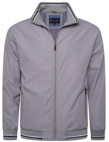 KAM LIGHTWEIGHT STRIPE TRIM SUMMER JACKET - SILVER GREY