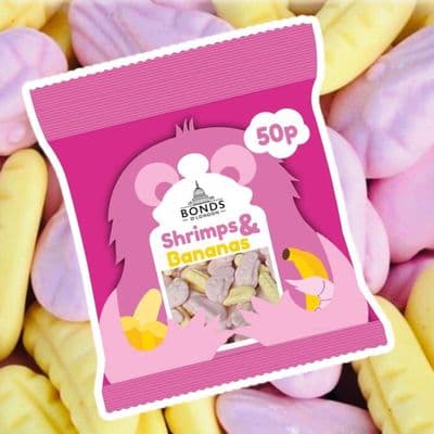 Bonds Foam Shrimps & Bananas Treat Bag 50g