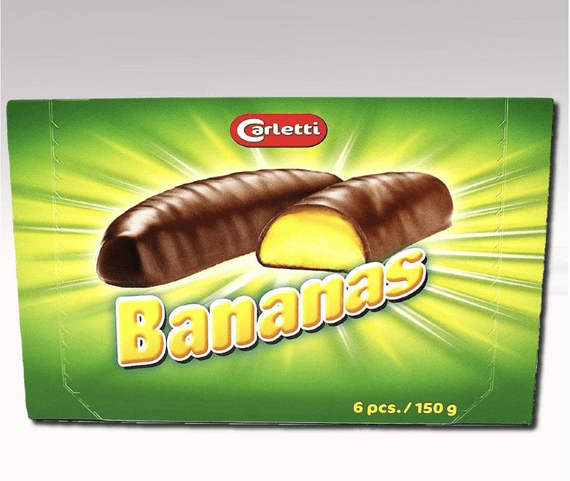 Carletti Chocolate Foam Bananas 150g Box