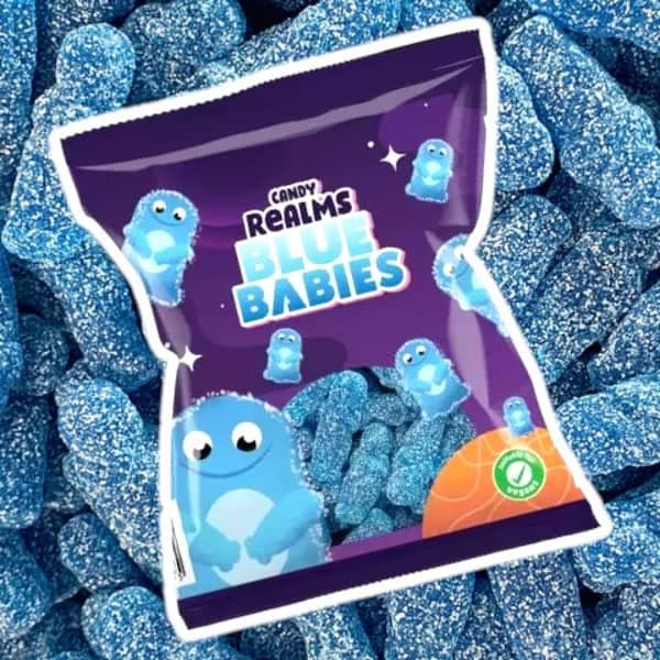 Blue Raspberry Babies Fizzy Blue Jelly Babies 150g Bag
