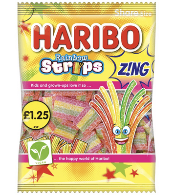 Haribo Rainbow Stripe Zing Share Bag 140g