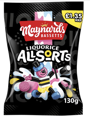 Maynards Bassetts Liquorice Allsorts Sweets Bag 130g