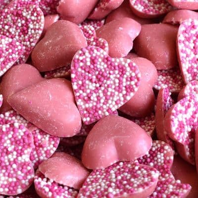 Pink Chocolate Hearts 100g Bag