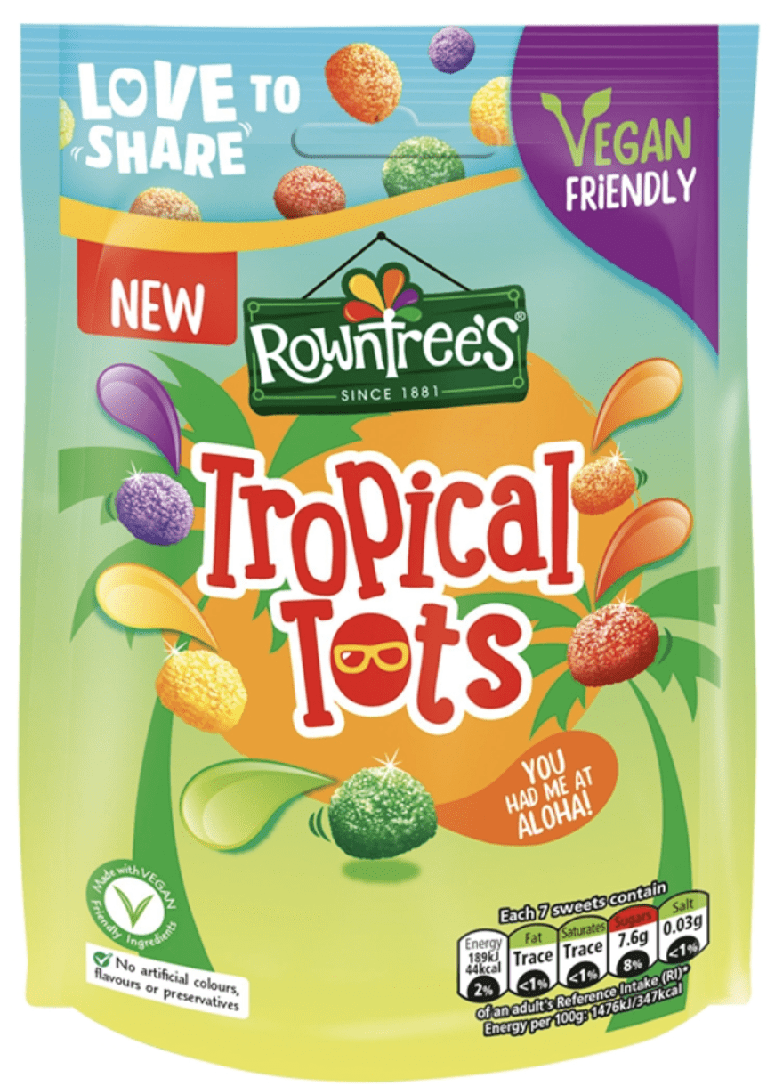 Rowntrees Tropical Tots Vegan Pouch 140g