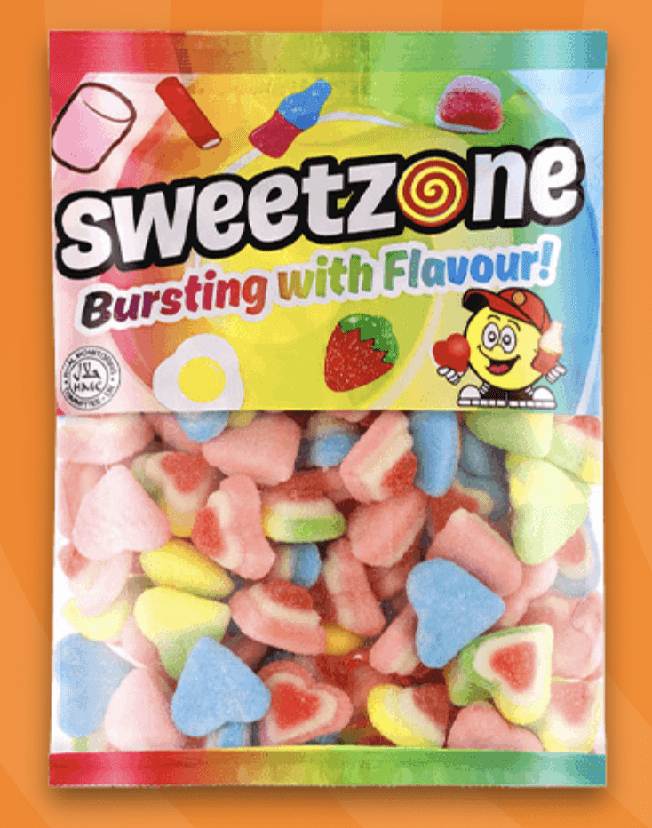 Sweetzone 3D Multicolour Hearts 1kg Bag