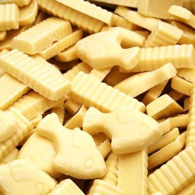 White Choc Fish and Chips 120g Bag