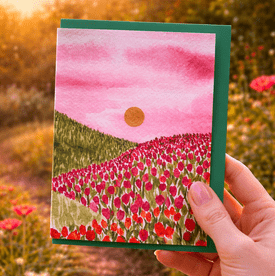 A New Horizon Tulips - Hand Illustrated Greeting Card