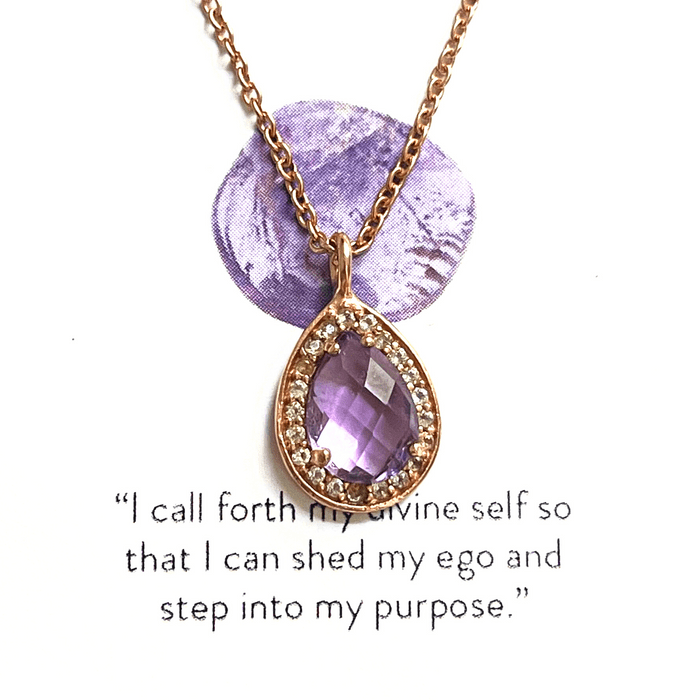Amethyst Rose Gold Crystal Necklace