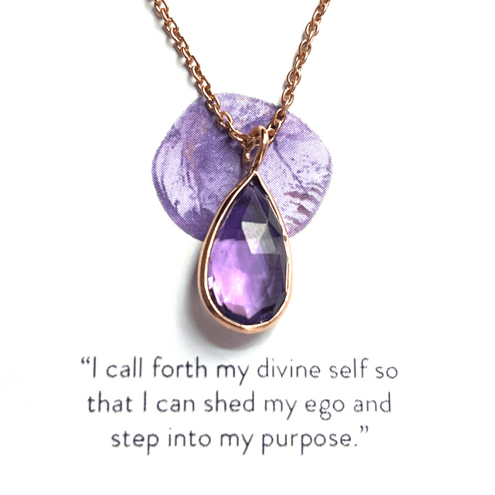 Amethyst  Sterling Silver Teardrop Necklace