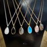 Aqua Blue Chalcedony Sterling Silver Teardrop Necklace
