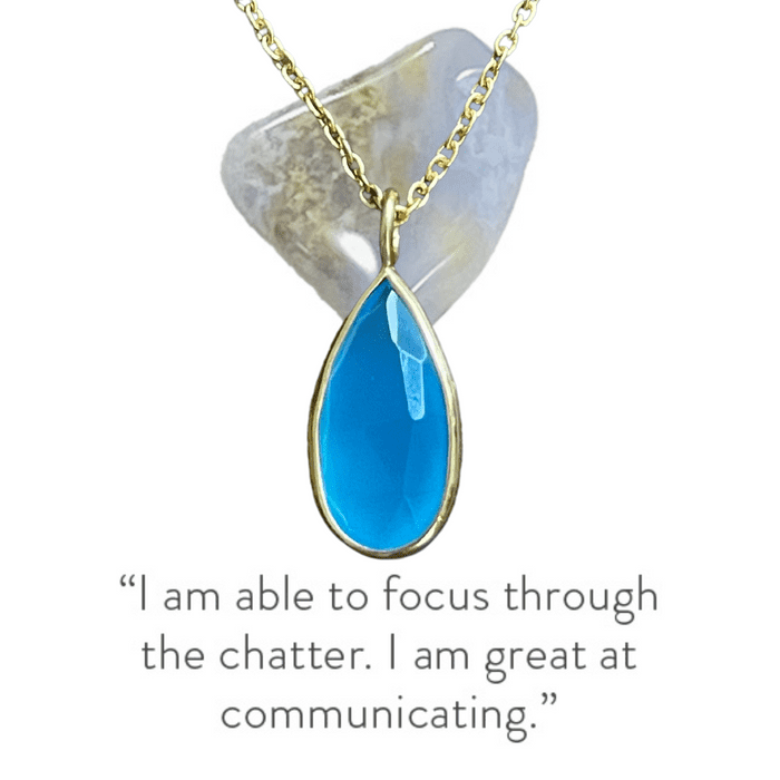 Aqua Blue Chalcedony Sterling Silver Teardrop Necklace