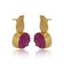 Artisanal Pink Druzy Handmade Earrings - Gold Plated