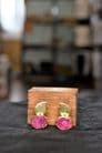 Artisanal Pink Druzy Handmade Earrings - Gold Plated