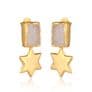 Artisanal White Druzy Handmade Earrings - Gold Plated