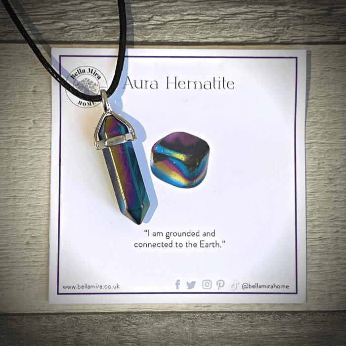 Aura Hematite Hexagon 6-Point Pendant Necklace