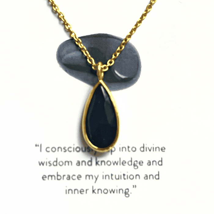 Black Obsidian Sterling Silver Teardrop Necklace