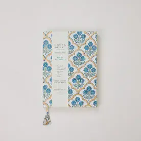 Block Printed Ruled Notebook (A5) - Trellis Indigo
