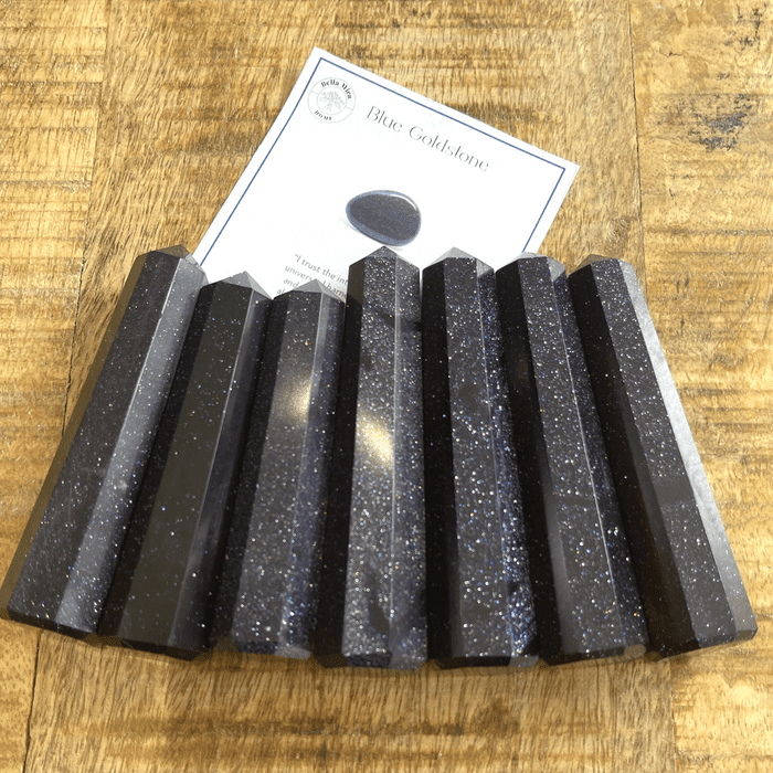 Blue Goldstone Crystal Towers