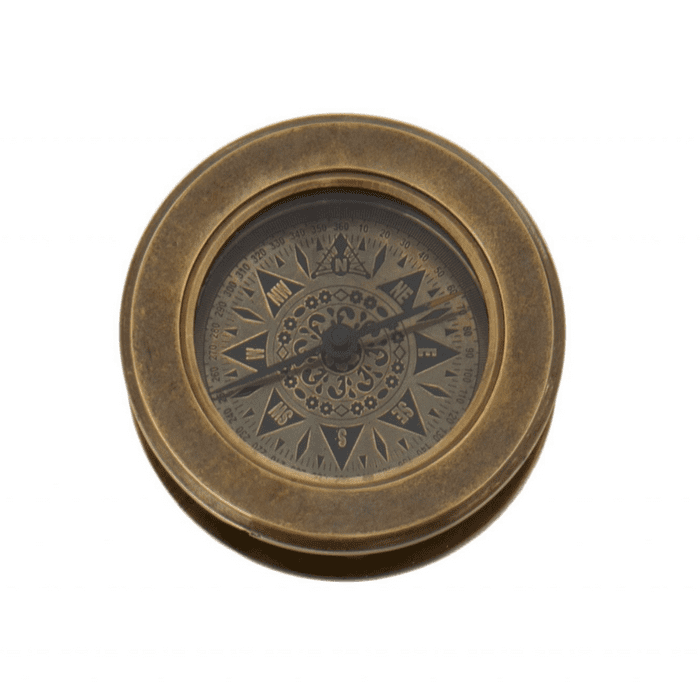 Compass With Hidden Magnifier Antique Brass