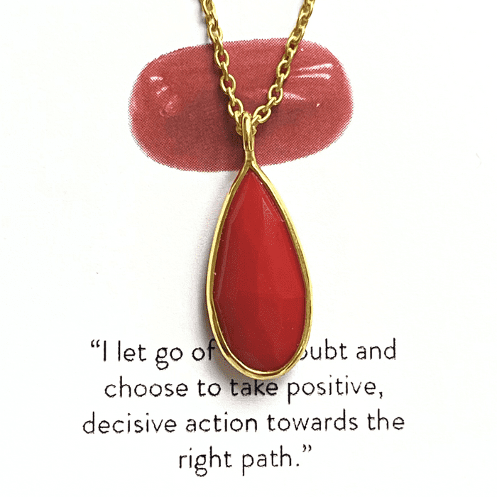 Coral Sterling Silver Teardrop Necklace