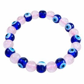Evil Eye & Rose Quartz Bead Bracelet