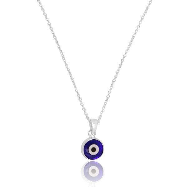 Evil Eye Sterling Silver Necklace (Rhodium)