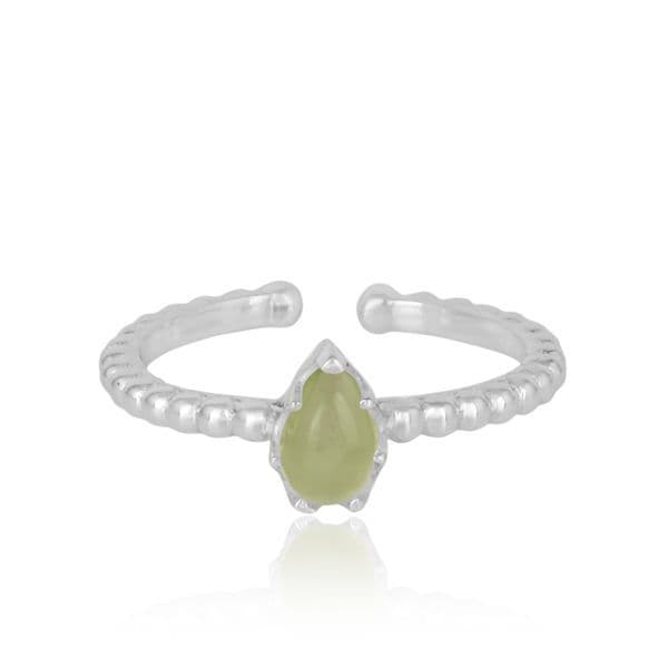 Fine Sterling Silver Peridot Teardrop Ring