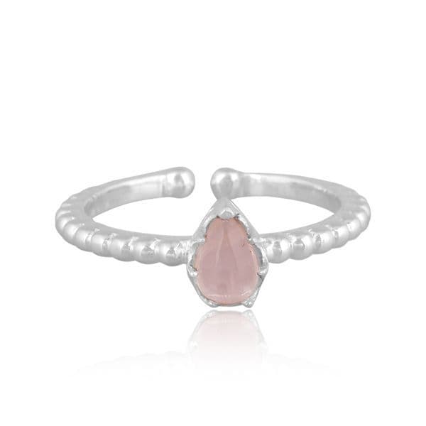 Fine Sterling Silver Rose Quartz Teardrop Ring