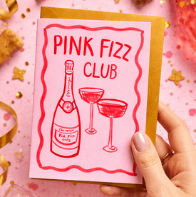 Friendship Greeting Card - Pink Fizz Club Hand Illustrated