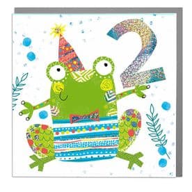 Frog 2nd Birthday Card By Lola Design - Boy or Girl