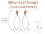 Hammered Rose Gold Silver Plated  Leaf Earrings