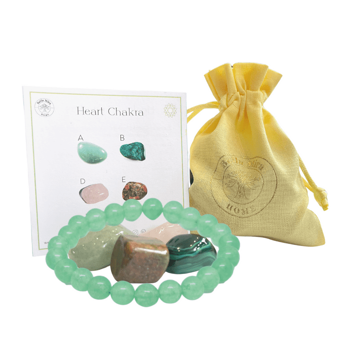 Heart Chakra Healing Crystal Gift Pack (with Genuine Brazil Malachite)
