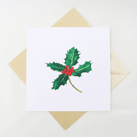 Holly Leaves Christmas Greeting Card