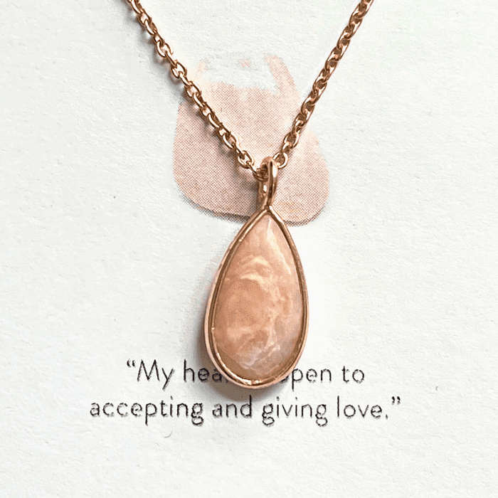 Pink Opal Sterling Silver Teardrop Necklace