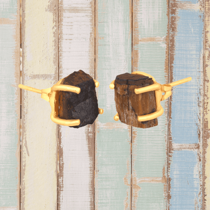 Raw Tiger's Eye Earrings (Capricorn / January Birthstone)